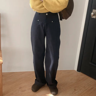 Straight wide cotton pants