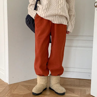 [Fleece-lined] Corduroy Elastic Waist Pants