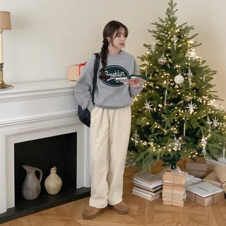 [Fleece-lined] Corduroy Elastic Waist Pants