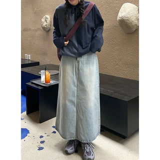 Long denim skirt