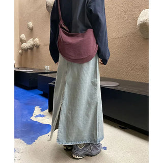 Long denim skirt