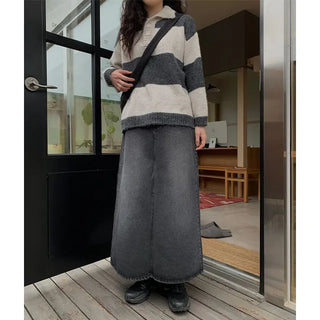Long denim skirt