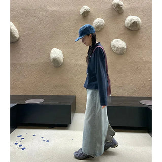 Long denim skirt