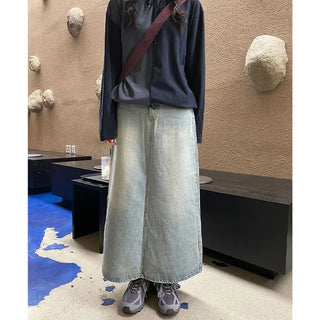 Long denim skirt