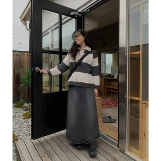 Long denim skirt