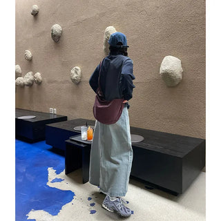 Long denim skirt