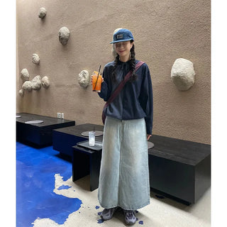 Long denim skirt