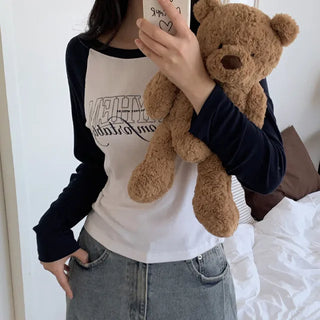 Raglan Off-Shoulder Lettering T-Shirt