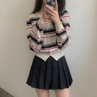 Linen Round Stripe Summer Cardigan