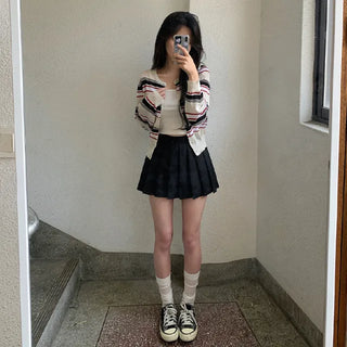Linen Round Stripe Summer Cardigan