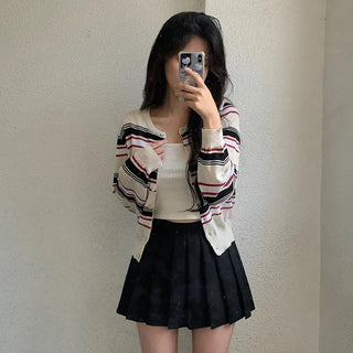 Linen Round Stripe Summer Cardigan