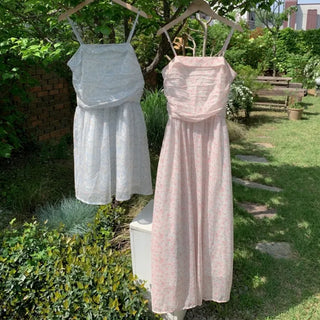 Flower Chiffon Long Mini Camisole Dress