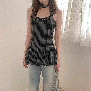 [Scarf Set] Border Frill Sleeveless