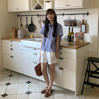 Cotton pleated shorts