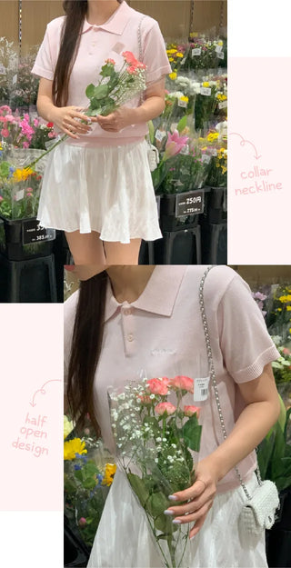 Summer short-sleeved colored knit