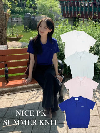 Summer short-sleeved colored knit