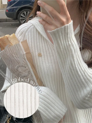 Mood Rib V-Neck Whole Garment Sailor Knit