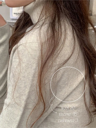 Whole Garment Cashmere Wool Turtleneck Knit