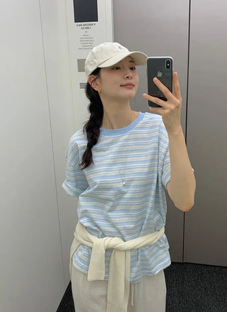 Round stripe T-shirt