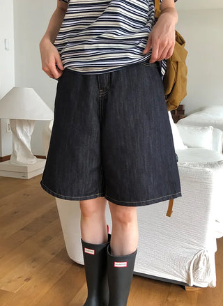 Low denim shorts