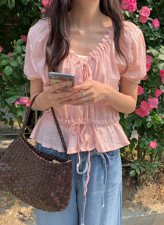 Shirred strap blouse