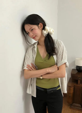 Striped short-sleeved shirt