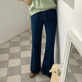 Sleep-down style bootcut denim pants