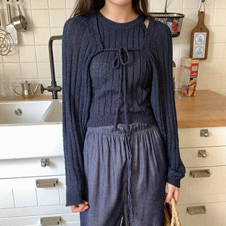 [SET] Boucle Sleeveless Top + Bolero Cardigan Set