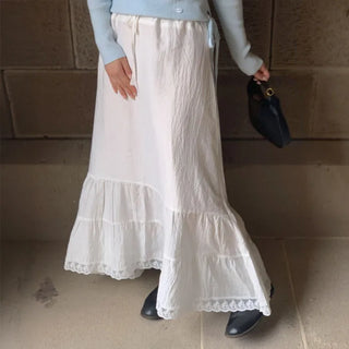 Vintage tiered lace long skirt