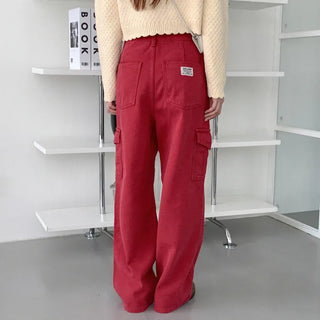 Cotton side buckle cargo pants