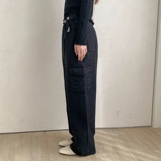 Cotton side buckle cargo pants