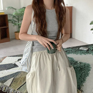 Sleeveless top with shirred bra cups