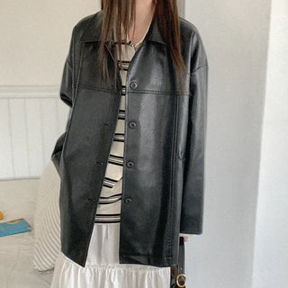 Leather half coat
