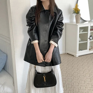Leather half coat