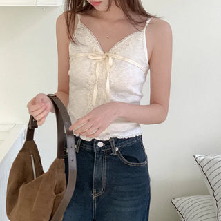Ribbon lace sleeveless