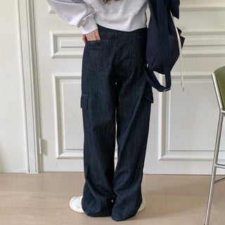 Raw denim cargo pants