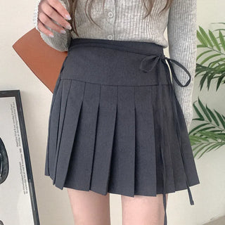 Pleated ribbon mini skirt