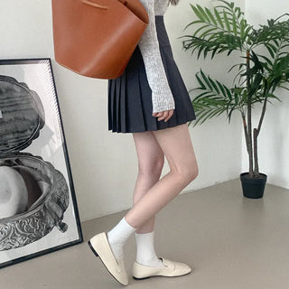 Pleated ribbon mini skirt