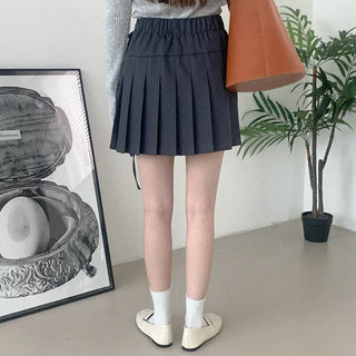 Pleated ribbon mini skirt