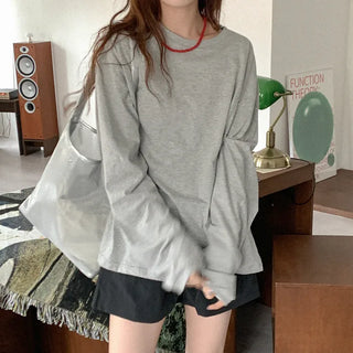 Cotton oversized long-sleeved T-shirt