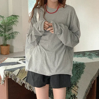 Cotton oversized long-sleeved T-shirt