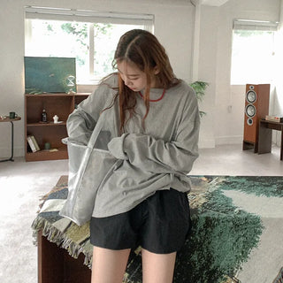 Cotton oversized long-sleeved T-shirt