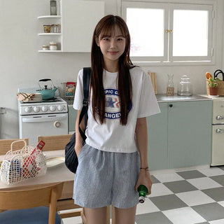 Cotton print cropped t-shirt