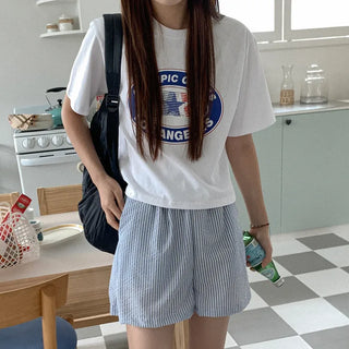 Cotton print cropped t-shirt