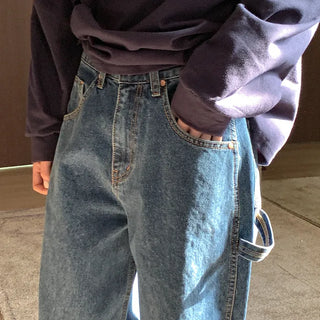 Wide cotton denim pants
