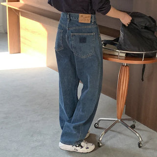 Wide cotton denim pants