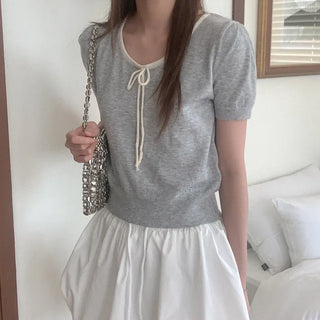 Ribbon U-neck knit
