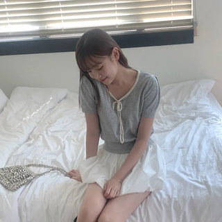 Ribbon U-neck knit