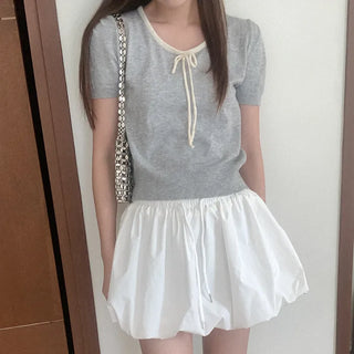 Ribbon U-neck knit