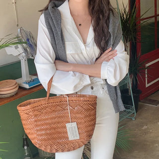 Open-collar pocket blouse